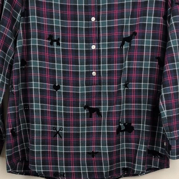 Vilagallo Plaid Long Sleeve Popover Blouse Top With Velvet Animals & Shapes - Picture 7 of 15